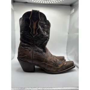 Ariat Black and Brown Western Ankle Boots